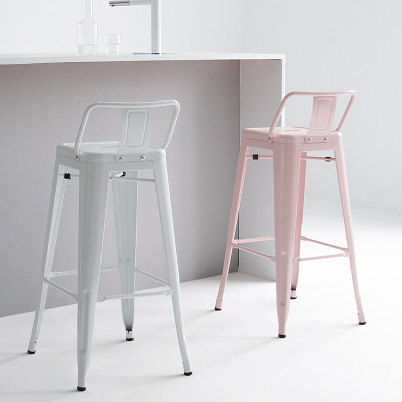 Modern Coffee Shop Counter Stool Square Metal Footrest Bar & Counter Stool