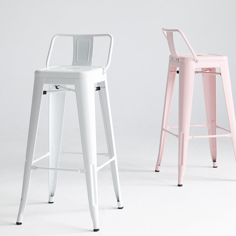 Modern Coffee Shop Counter Stool Square Metal Footrest Bar & Counter Stool