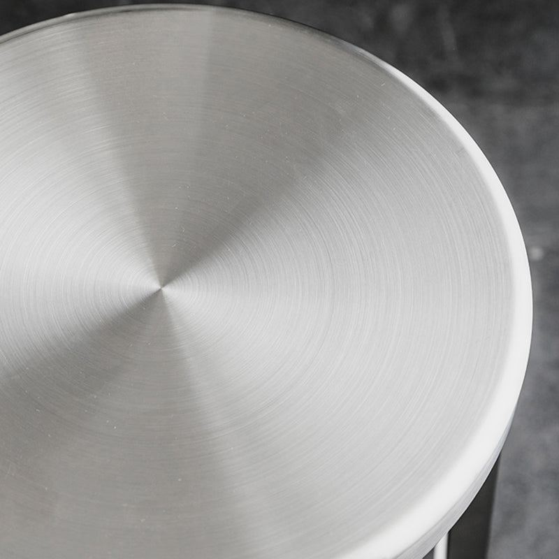 Round Metal Counter Bar Stool Modern Silver Footrest Counter-height Stool