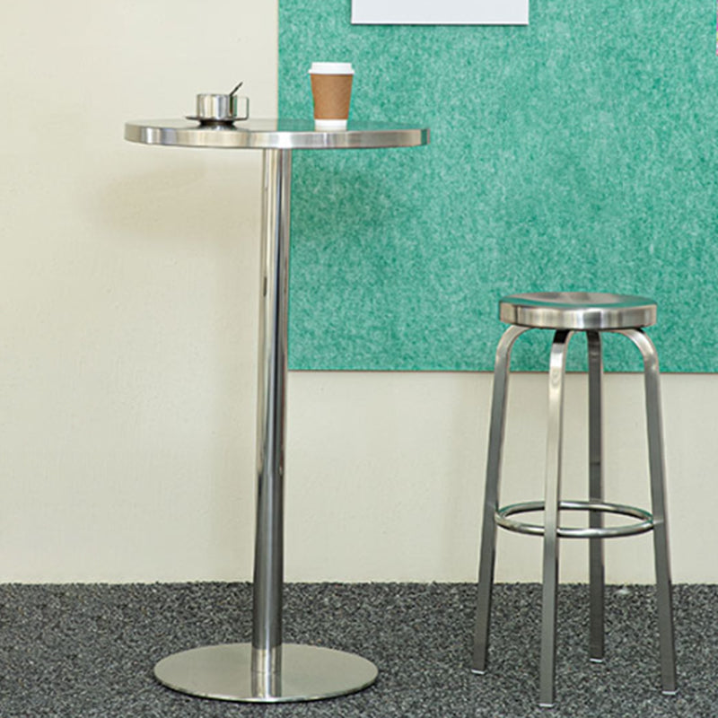 Round Metal Counter Bar Stool Modern Silver Footrest Counter-height Stool