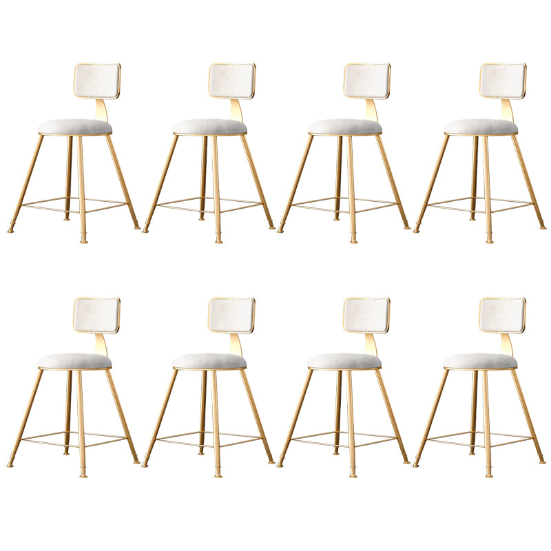 Fabric Round Seat Bar Stools Scandinavian Low Back Barstool with 4 Gold Iron Legs