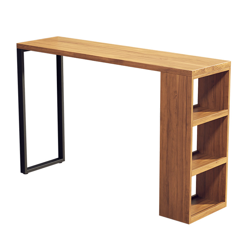 Rectangular Pine Wood Top Bar Table Industrial Bar Table with Storage Double Pedestal