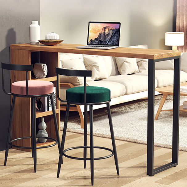 Rectangular Pine Wood Top Bar Table Industrial Bar Table with Storage Double Pedestal