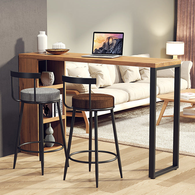 Rectangular Pine Wood Top Bar Table Industrial Bar Table with Storage Double Pedestal