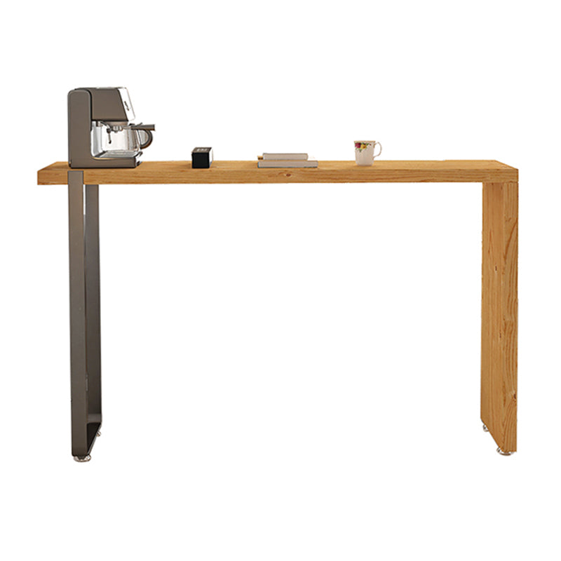 Rectangular Pine Wood Top Bar Table Modern Bistro Pub Table with Double Pedestal