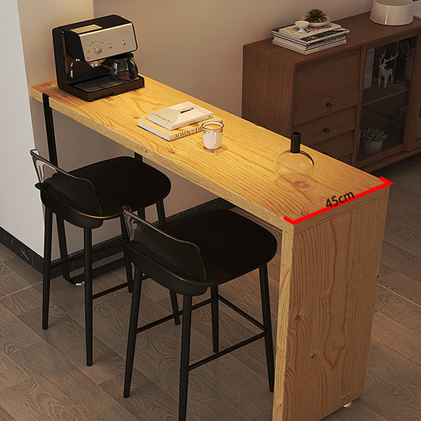 Rectangular Pine Wood Top Bar Table Modern Bistro Pub Table with Double Pedestal