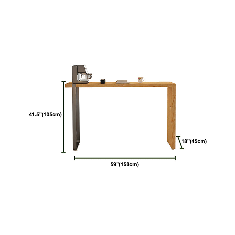 Rectangular Pine Wood Top Bar Table Modern Bistro Pub Table with Double Pedestal