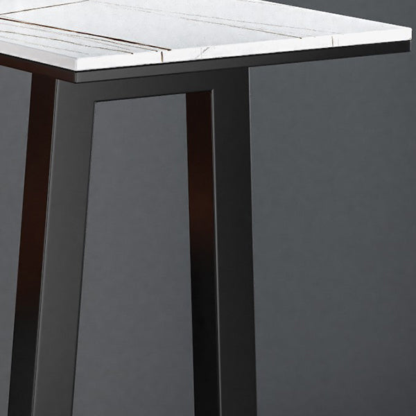 Matte Finish Stone Top Bar Table Industrial Pub Table with Metal Storage