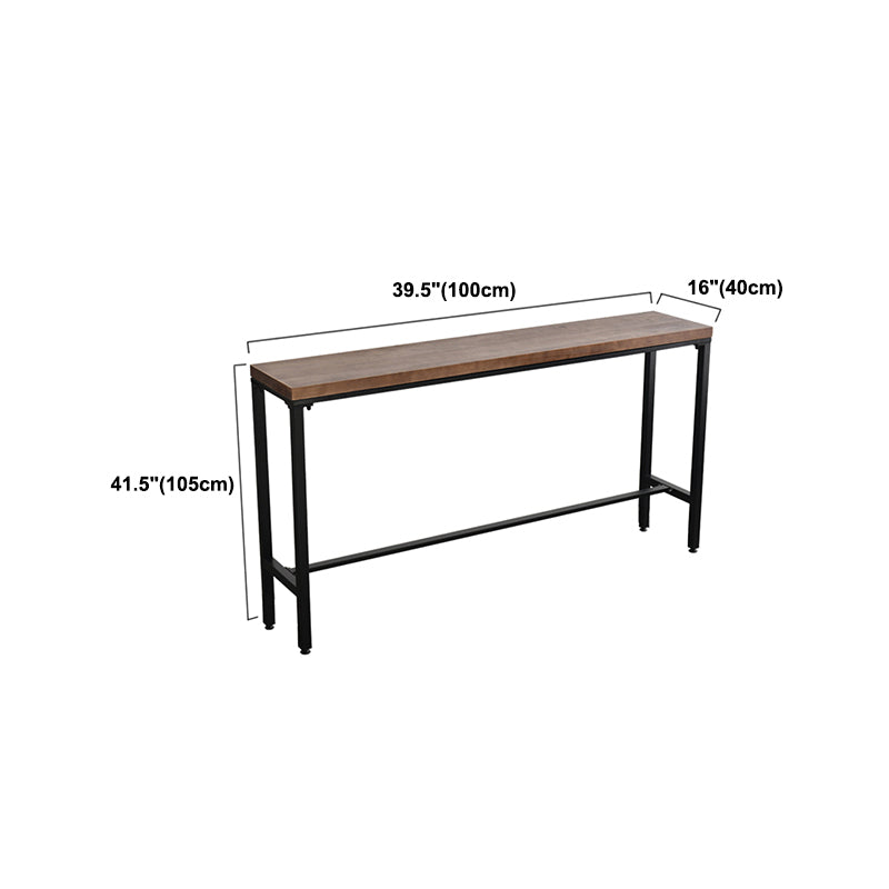 Rectangle Pine Wood Top Bistro Table Industrial Bar Table with Trestle Base in Black