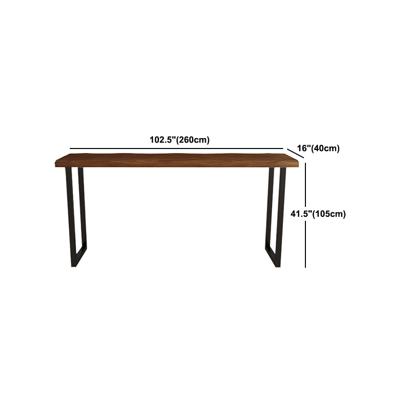 Rectangle Pine Wood Top Bar Table Industrial Bistro Table with Double Pedestal in Black