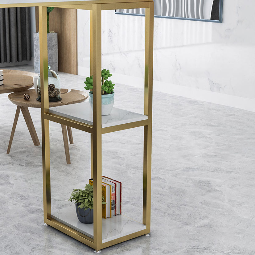 White Stone Top Pub Table with Storage Glam Bistro Table for Living Room