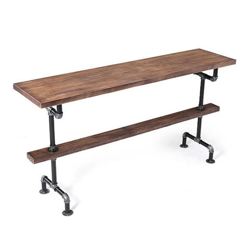 Rectangle Pine Wood Top Bar Table Industrial Bar Table with Trestle Base