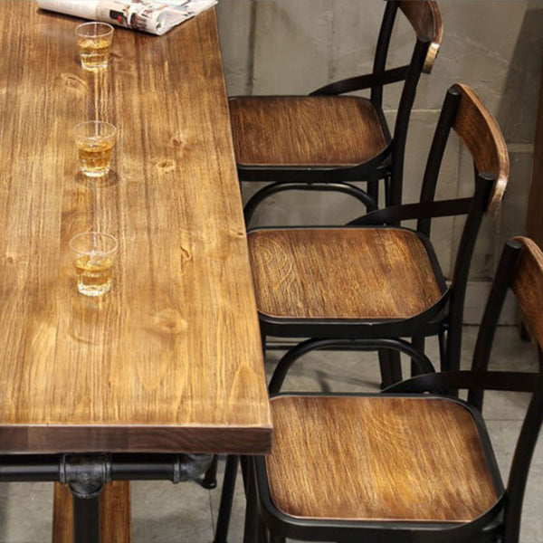 Rectangle Pine Wood Top Bar Table Industrial Bar Table with Trestle Base