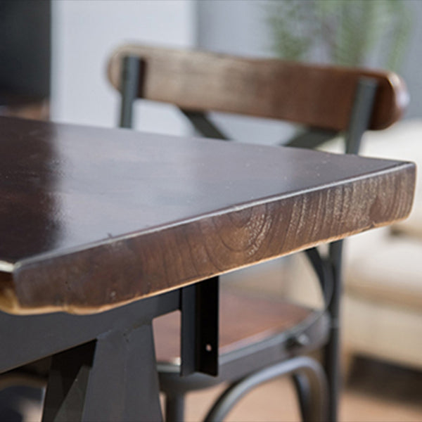 Rectangle Pine Wood Top Bar Table Modern Bar Table with Trestle Base in Black