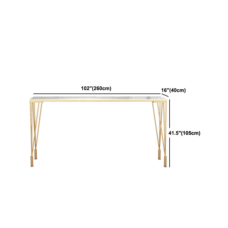 Indoor Rectangle Cocktail Bar Table White Marble and Metal Bistro Bar Table
