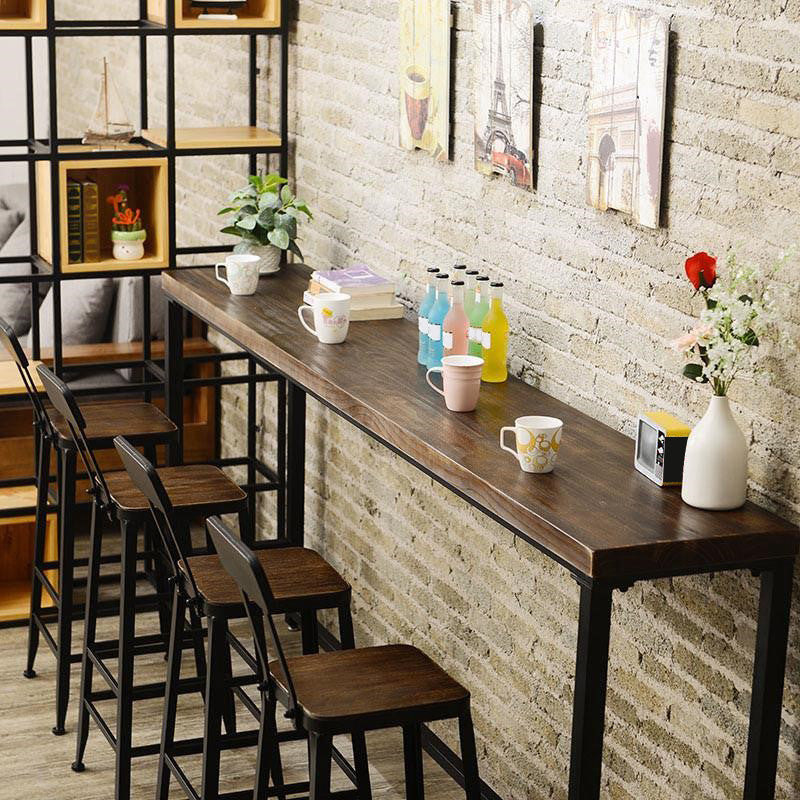 Shop Rectangle Patio Bar Table Trestle Footrest Brown Cocktail Table