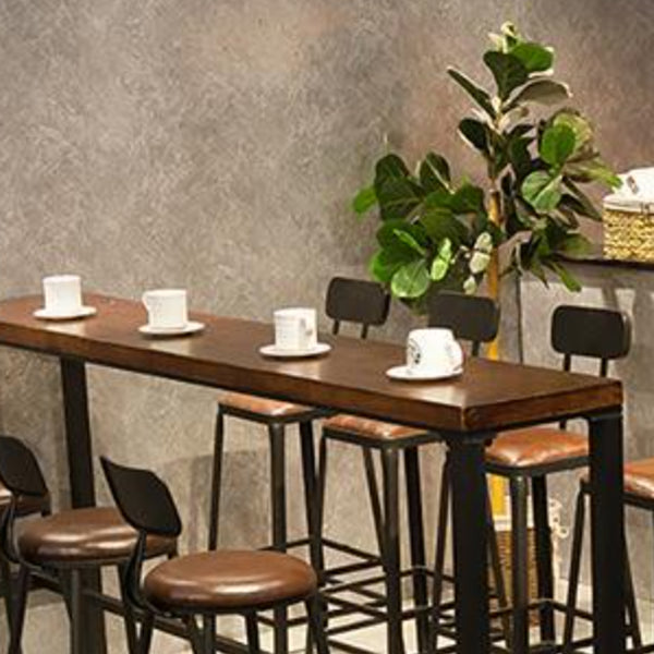 Shop Rectangle Patio Bar Table Trestle Footrest Brown Cocktail Table