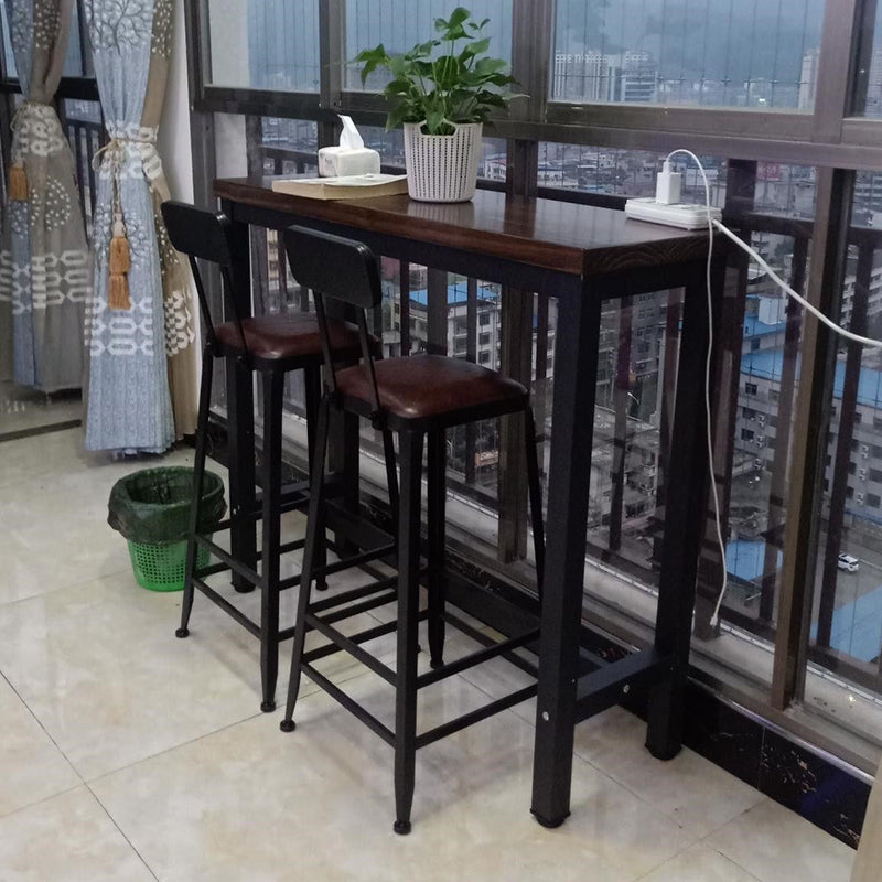 Shop Rectangle Patio Bar Table Trestle Footrest Brown Cocktail Table