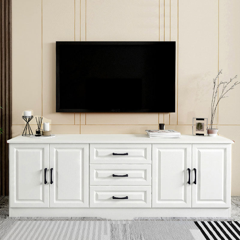 Scandinavian White TV Console Living Room TV Stand with Drawers and Cabinets