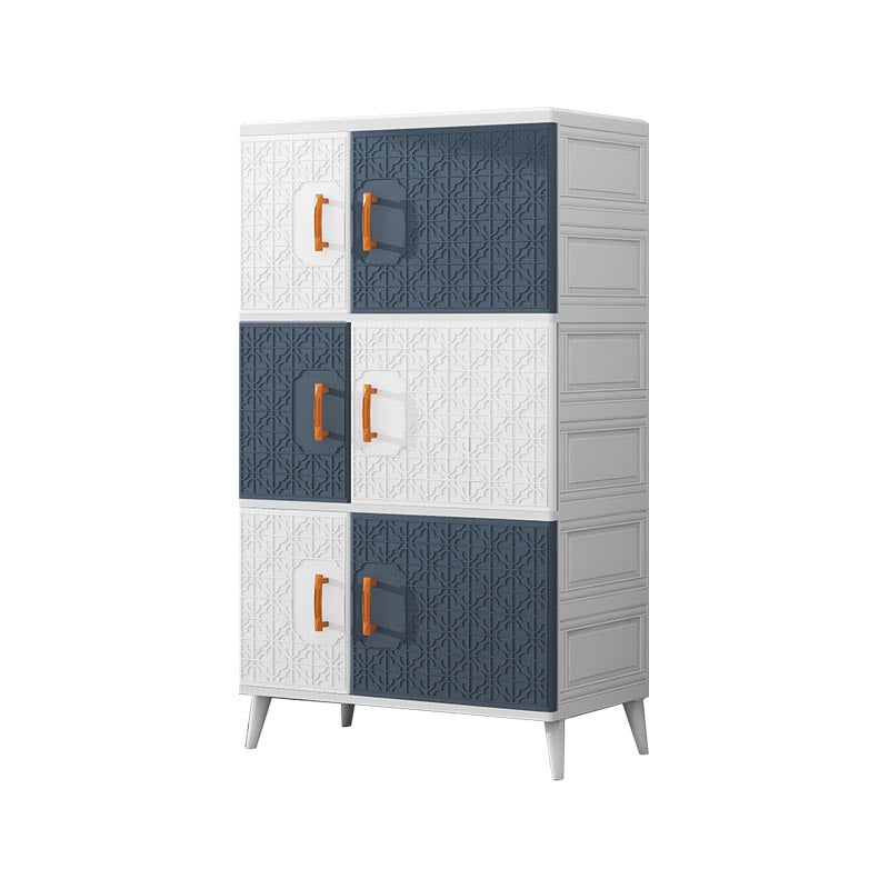 Plastic Matte Finish Storage Cabinet Contemporary Hinged Door Cabinet for Bedroom