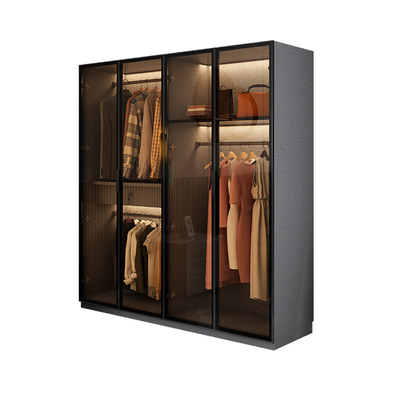 Contemporary Style Wardrobe Gray Colour Wooden Wardrobe Closet
