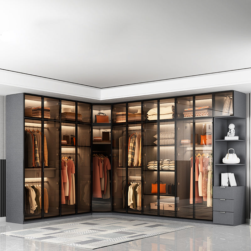 Contemporary Style Wardrobe Gray Colour Wooden Wardrobe Closet