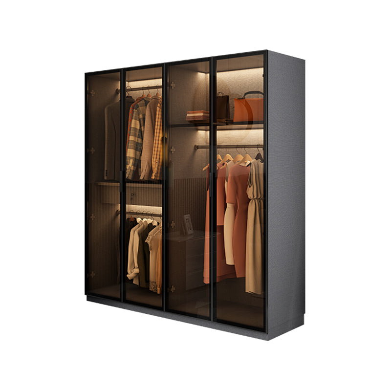 Contemporary Style Wardrobe Gray Colour Wooden Wardrobe Closet