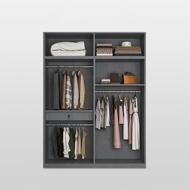 Contemporary Style Wardrobe Gray Colour Wooden Wardrobe Closet