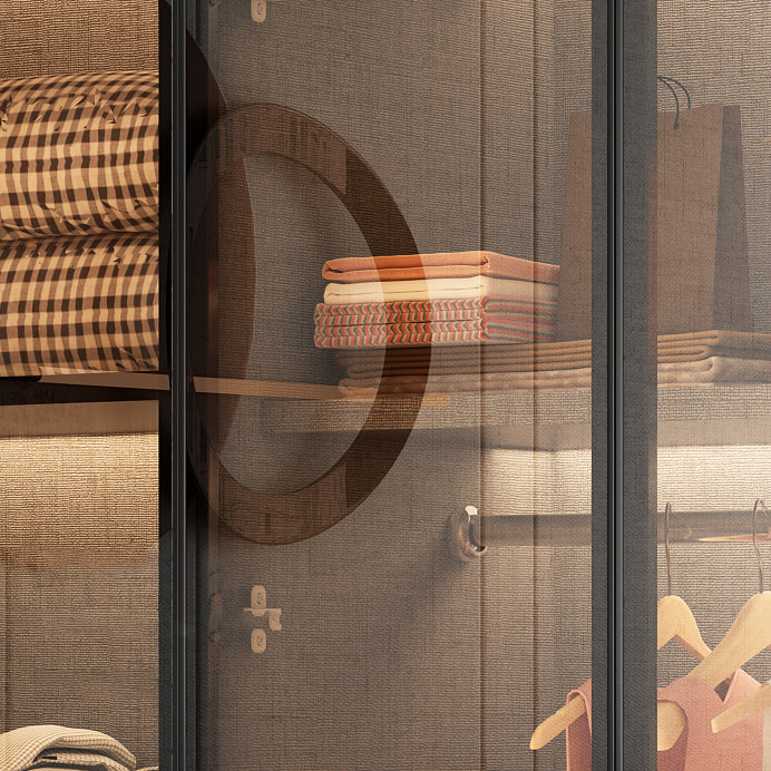 Contemporary Style Wardrobe Gray Colour Wooden Wardrobe Closet