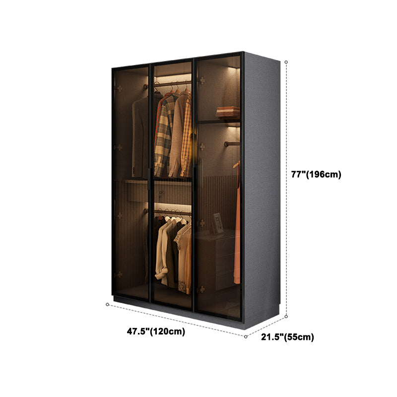 Contemporary Style Wardrobe Gray Colour Wooden Wardrobe Closet