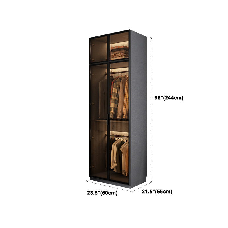 Contemporary Style Wardrobe Gray Colour Wooden Wardrobe Closet