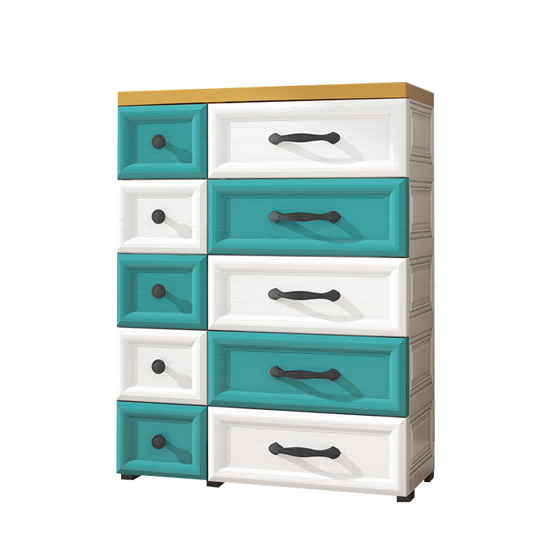 Modern Style Non-Hanging Armoire Plastic Wardrobe Closet with Drawers