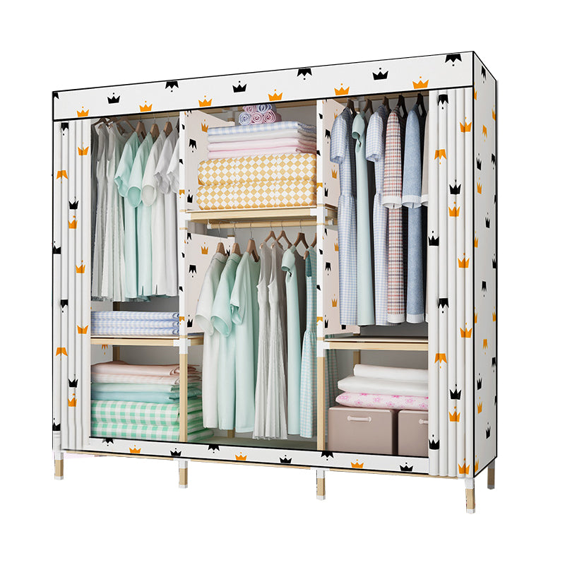 Contemporary Style Wardrobe Solid Wood Wardrobe Closet with Garment Rod