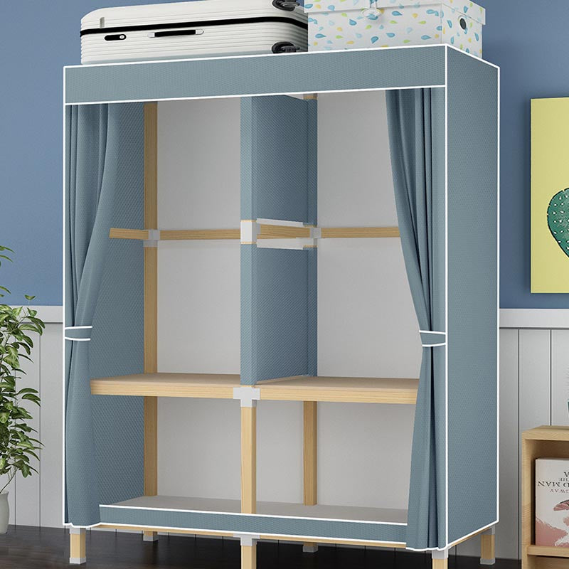 Contemporary Style Wardrobe Solid Wood Wardrobe Closet with Garment Rod