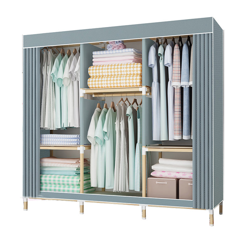 Contemporary Style Wardrobe Solid Wood Wardrobe Closet with Garment Rod