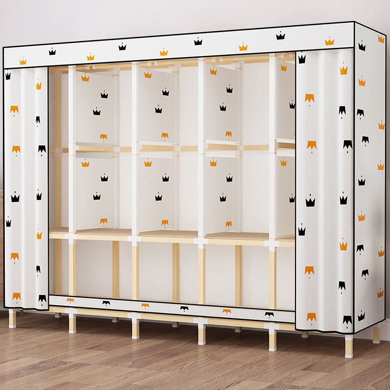 Contemporary Style Wardrobe Solid Wood Wardrobe Closet with Garment Rod