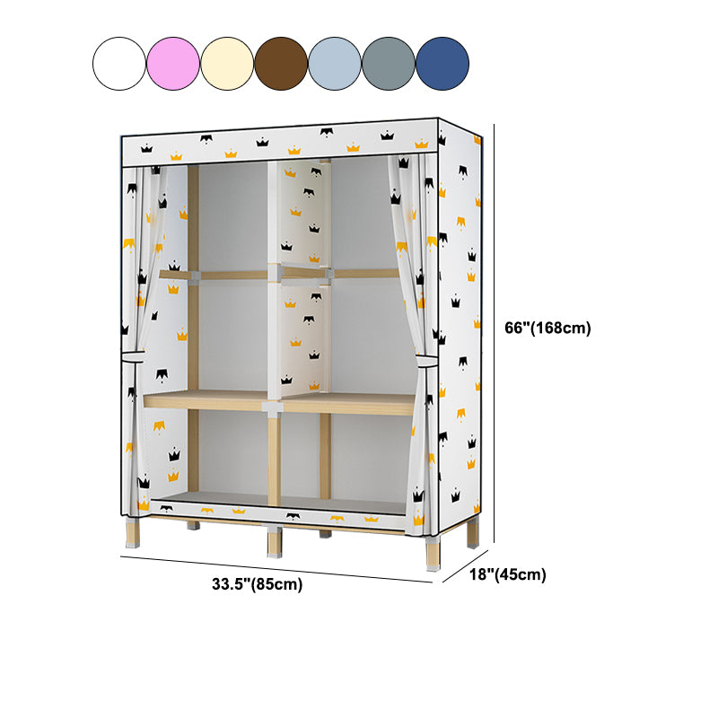 Contemporary Style Wardrobe Solid Wood Wardrobe Closet with Garment Rod