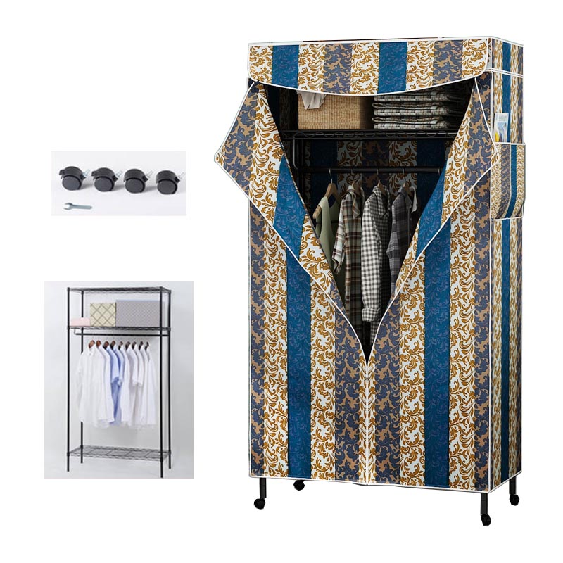 Contemporary Style Wardrobe Metal Wardrobe Closet with Adjustable Shelves