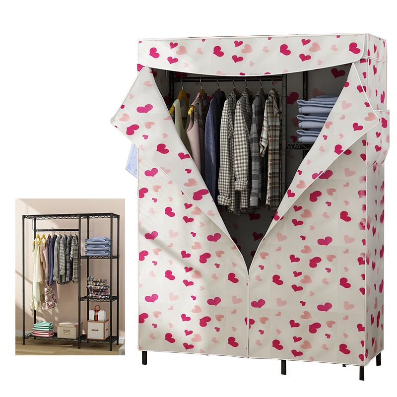 Contemporary Style Wardrobe Metal Wardrobe Closet with Adjustable Shelves