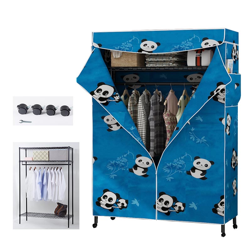 Contemporary Style Wardrobe Metal Wardrobe Closet with Adjustable Shelves