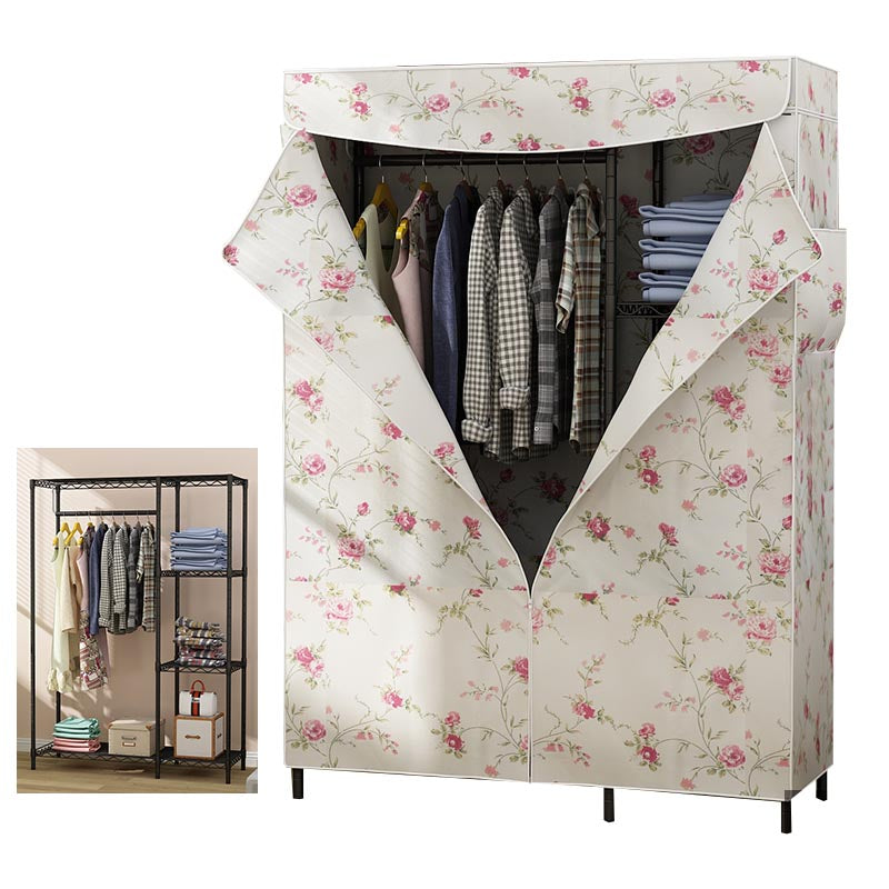 Contemporary Style Wardrobe Metal Wardrobe Closet with Adjustable Shelves