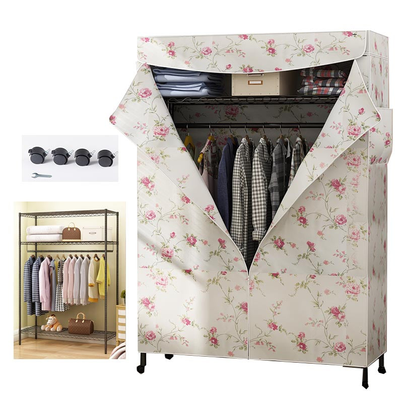 Contemporary Style Wardrobe Metal Wardrobe Closet with Adjustable Shelves