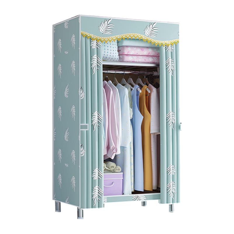 Contemporary Style Wardrobe Metal Clothes Rail Included Wardrobe Closet