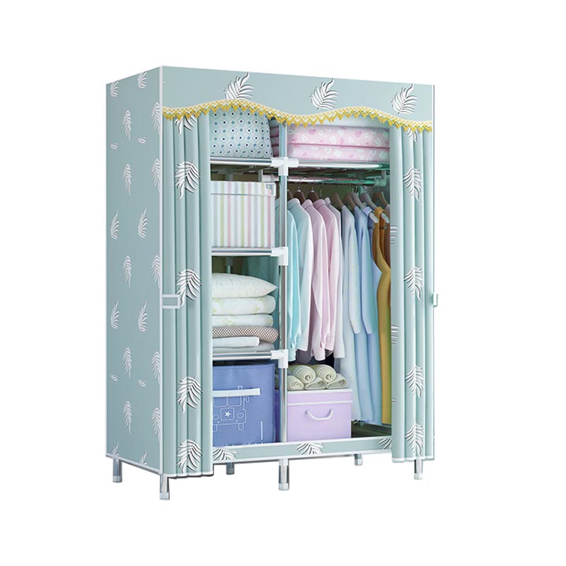 Contemporary Style Wardrobe Metal Clothes Rail Included Wardrobe Closet