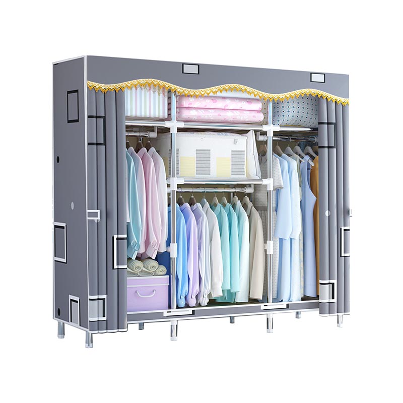 Contemporary Style Wardrobe Metal Clothes Rail Included Wardrobe Closet