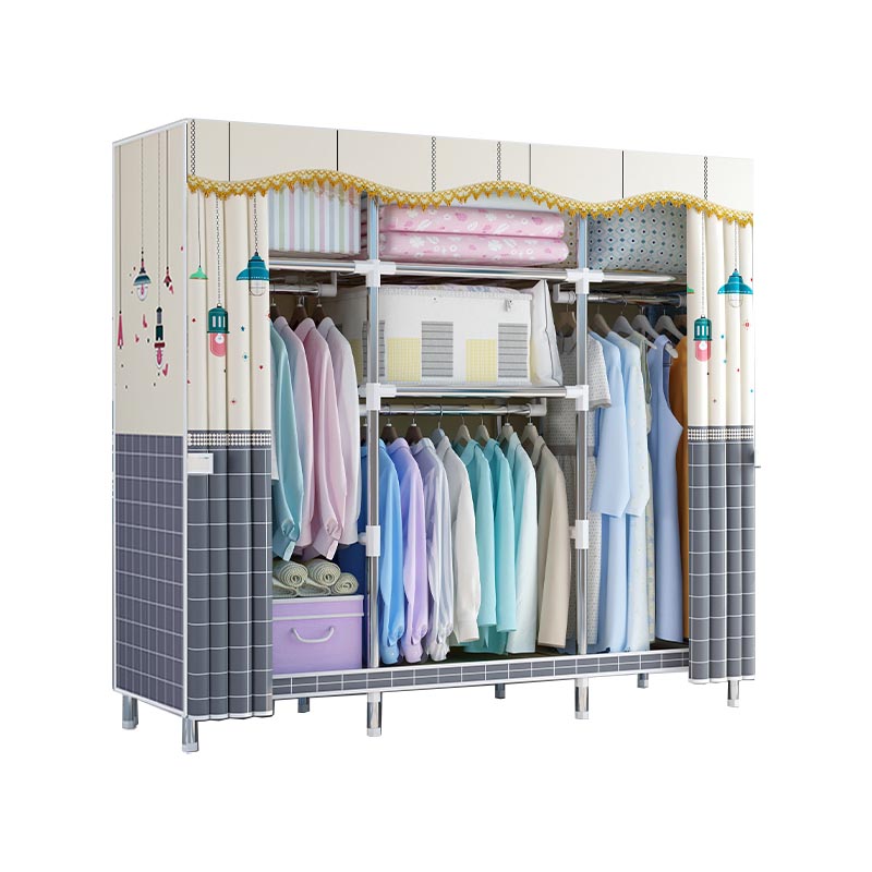 Contemporary Style Wardrobe Metal Clothes Rail Included Wardrobe Closet