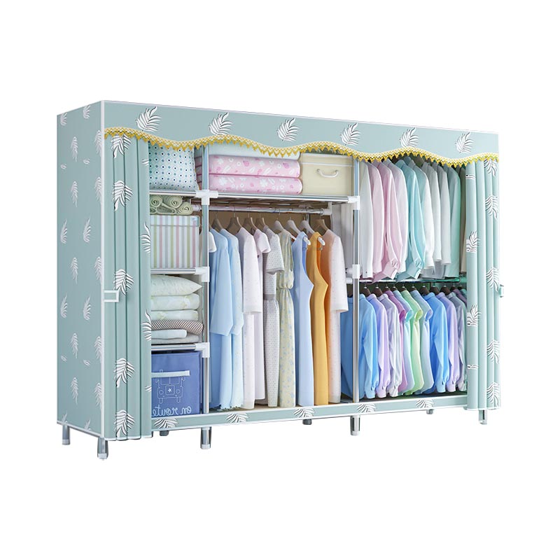 Contemporary Style Wardrobe Metal Clothes Rail Included Wardrobe Closet