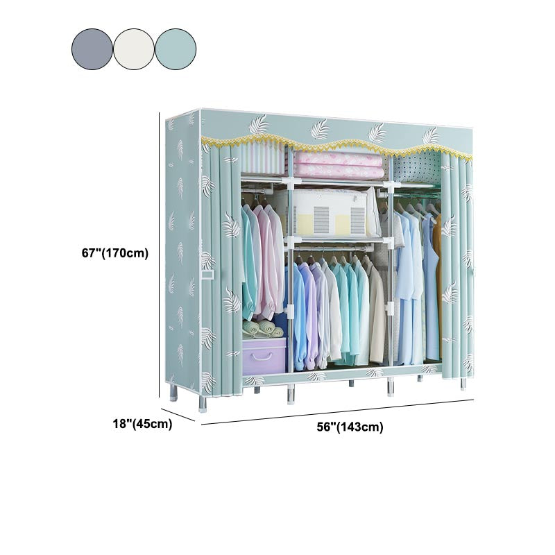 Contemporary Style Wardrobe Metal Clothes Rail Included Wardrobe Closet