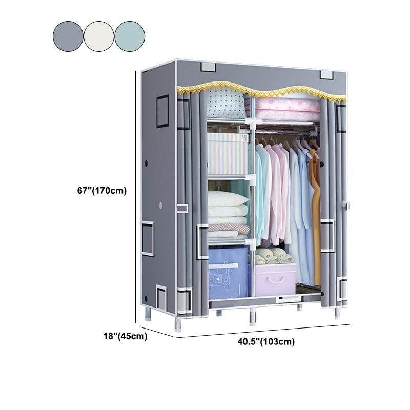 Contemporary Style Wardrobe Metal Clothes Rail Included Wardrobe Closet