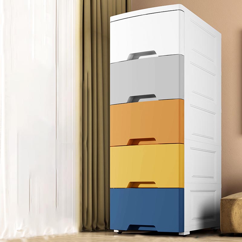 Contemporary Storage Cabinet Plastic Wardrobe Armoire with Drawer